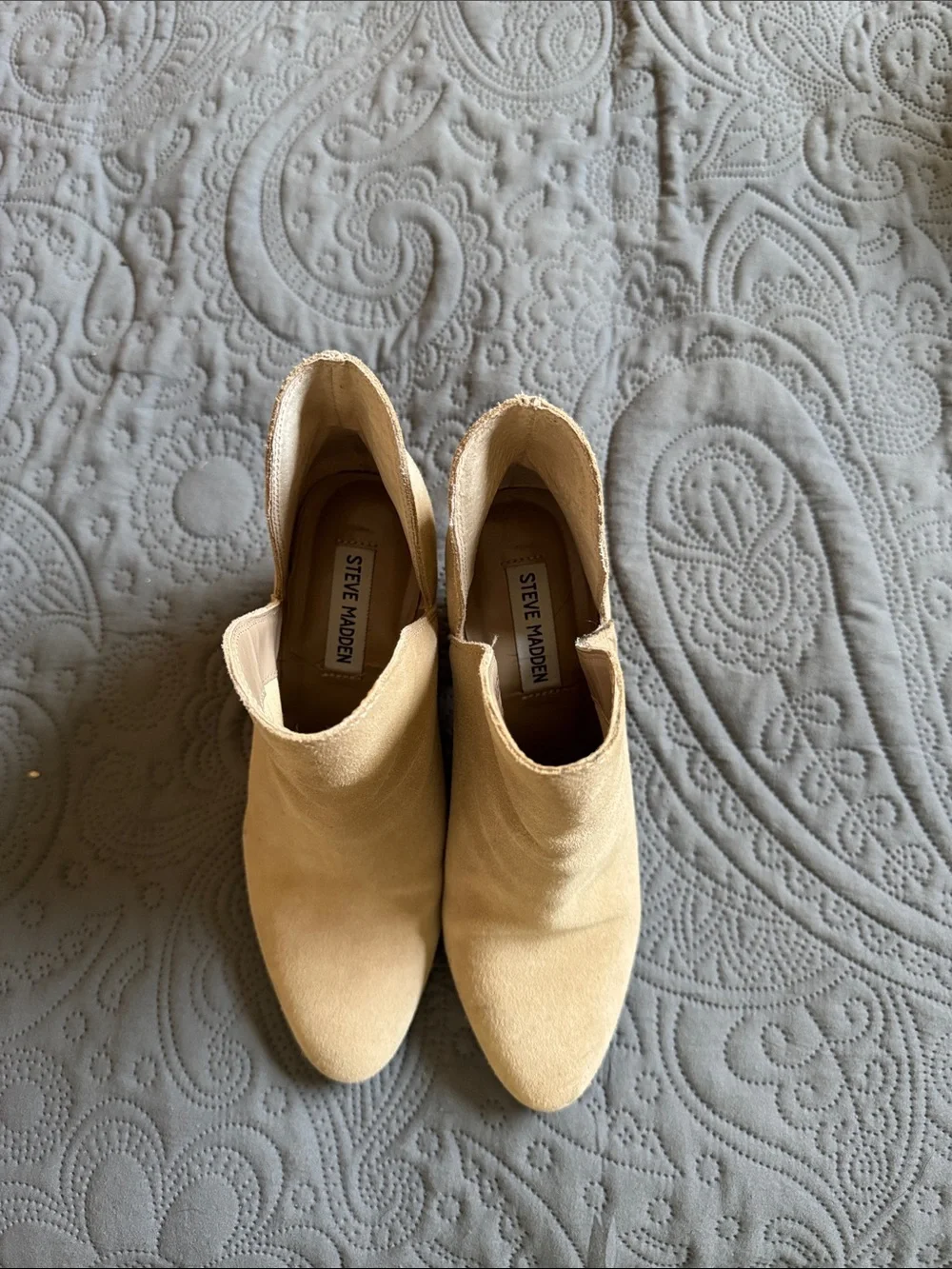 Steve Madden Beige Suede Ankle Booties